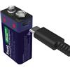 Trust Batteria 9V Ricaricabile USB-C, Pila 9V con Porta USB-C Integrata, Nessun Caricabatteria Necessario, Capacità di 4,44 Wh, Batteria 9 Volt per Rilevatore di Fumo Radio Portatili