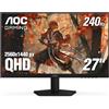 AOC Gaming Q27G41ZE Monitor da gioco QHD IPS 27 2560x1440 240Hz 0,3 ms, pronto per console di gioco, 3 lati, senza cornice, 1 HDMI 2.0, 1 porta di visualizzazione, punto luminoso zero di 3 anni