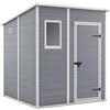 Keter Casetta da giardino Manor Pent 6x6, Finitura Effetto Legno Graffiato, Grigia, 183,5x185x200 H Cm