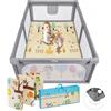Innovaciones MS Box Pieghevole Parco Giochi XL 180X120 Grigio con TAPPETO ELEFANTE