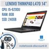 Lenovo Notebook 14" Lenovo ThinkPad L470 Cpu i5-6200u Ram 8Gb SSD 240Gb Win11Pro