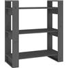 vidaXL Libreria/Divisorio Grigio 80x35x91 cm in Legno Massello di Pino