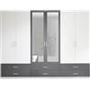 AVANTI TRENDSTORE Lambrugo - Armadio a 6 ante battenti, di cui 2 con specchio e 6 cassetti, in legno laminato di colore bianco/grafite. Misure ca. LAP 272x211x55 cm.