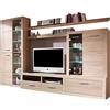 AVANTI TRENDSTORE - Cougar - Parete da soggiorno in laminato di quercia Sonoma, illuminazione LED compresa, dimensioni: LAP 285x195x40 cm