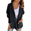 Generisch Blazer, giacca da donna oversize, a maniche lunghe, sportiva, elegante, con bolle, casual, da lavoro, per il lavoro, a maniche lunghe, O nero., XXL