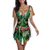 Seizesoul Costume da donna hawaiano divertente copricostume a maniche corte Beach Luau Party Baggy Body stampato T Shirt Dress, Foglia tropicale, Small