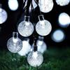 SALCAR Catena Luminosa Solare LED Esterno, 10M 40 Sfere di Cristallo, 8 Modalità, IP44 Impermeabile Catena Luminosa Outdoor per Balcone Campeggio Tenda Giardino Decorazione, Bianco Freddo