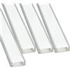 Jandei - Confezione da 4 Profili in Alluminio Grigio 1 Metro Forma di U per il Montaggio Superficiale di Strisce LED, Diffusore Arrotondato Semitrasparente. Include Tappi Terminali e Clip di Montaggio