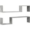 vidaXL Mensole Parete 2pz Grigio Cemento 100x15x20cm Legno Multistrato
