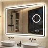 S'bagno 100x70cm Bluetooth Specchio Bagno con Luce Led, 5x Magnifier