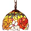 Bieye L30127 Lampadario a sospensione in vetro colorato in stile Tiffany con paralume largo 7 pollici