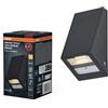 OSRAM Lampada da parete per esterni grigio scuro, bianco caldo, 3000 K, IP44, sensore di luce, Acciaio inox, 120 lm, 1,5 W, LED integrato, durata di servizio 25.000 h