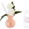 THUN Confezione regalo mini diffusore con fiori, pesca, stoneware, Collezione Bomboniera, 100 ml, 5,9 x 5,9 x 10,9 cm