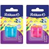 Pelikan Herlitz Serie Flower, 1 Temperamatite, Ergonomico con Contenitore, Temperino Doppio -Per Matite, Pastelli Jumbo e Triangolari, Blu o Rosa, Prodotto in Germania
