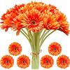 Hanaive 20 margherite artificiali, 20 pezzi, gerbera finta, per bouquet da sposa, feste, casa, cucina, tavolo, centrotavola (arancione)