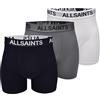 AllSaints Boxer Uomo con Tasca Sagomata, Grigio Multicolore | Intimo in modal, nylon riciclato, intimo uomo, confezione da 3