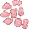 WEGOO Stampini a forma di stella, set di stampini a tema spazio, 8 pezzi razzato, pianeta, luna, navetta spaziale, dirigente, ovni e astronauta, stampo per biscotti per forniture di biscotti