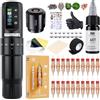 Dragonhawk Kit tatuaggio wireless Dragonhawk Atom2 Pro per principianti, macchina tatuaggio rotativa senza fili, penna tatuaggio, kit tatuaggio completo, 7 colpi, 2,4-4,2 mm