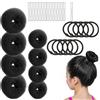 FENGCHUANG 33 Pezzi Realizzare Chignon Set 8 Pezzi Chignon a Ciambella (4 Dimensioni) 10 Elastici per Capelli 15 Clip a Forma di U Magic Hair Bun Maker per Bambine e Donne(Nero)