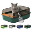 PAWSWARE Grande lettiera per gatti con bordi alti a prova di spruzzi, WC semi chiuso per animali domestici con superficie anti-tracciamento facile da pulire, in plastica resistente e atossica, con
