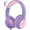 EarFun Cuffie Bambini Cablate con Microfono, Jack 3.5mm, Viola-Rosa