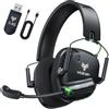 WESEARY Cuffie da gioco wireless per PS5, PS4, 2,4 GHz e Bluetooth 5.4, con microfono ENC, cuffie wireless per Switch, PC, cellulare, batteria da 50 ore, morbidi padiglioni in memory foam, cuffie da