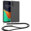 kwmobile Custodia Compatibile con Samsung Galaxy A50 Cover - Back Case in Silicone TPU - Protezione Smartphone con Cordino - trasparente/nero