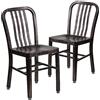 Flash Furniture Sedia per interni ed esterni, in plastica e acciaio, nero anticato/oro, 50,8 x 39,37 x 84,46 cm