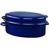 Riess teglia d'oca ovale con coperchio 42 cm cottura/arrostimento smalto blu