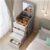 Setmeal Toeletta Trucco, Scrivania Per Trucco, Mobile Trucco con Pieghevole Specchio E Luci, con Sgabello luci a LED Piano In Vetro Trasparente con 4 cassetti Toeletta Trucco Bambina (Grey,40*40*80CM)