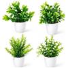 HuangXinyu 4 Pz Piante Finte da Interno, Piantine Finte Decorative con Vasetto | Piccole Piante Artificiali in Vaso per decorazioni Soggiorno, camera da letto, davanzale, cucina, ufficio, casa, bagno
