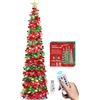 HMASYO Albero di Natale Artificiale a Paillettes 180cm con 100 Luci a LED Timer e Telecomando, Montaggio Istantaneo, Alimentazione USB - Decorazione per Interni Casa, Appartamento, Veranda, Feste