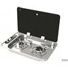 Can Fornello Rettangolare 2 Fuochi Hoodiny in Acciaio Inox - Fornello con coperchio
