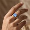 Anello In Argento Sterling 925 Placcato Oro 10k Con Spinello Blu 9mm Square