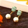Orecchini A Perno In Argento 925 Placcato Oro Con Spinello Verde E Perle