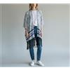 SUPERDRY Cardigan Blu Indiano Flora Donna Piccolo Maniche 3/4 Frange Logo