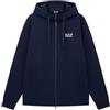 Emporio Armani EA7 Felpa con Cappuccio da Uomo Core Identity Full Zip in Cotone Felpato - 8NPM38 (IT, Testo, M, Regular, Regular, Blue)