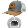 John Deere Cappello in pelle scamosciata Logo Patch Cap Adulto Grigio Marrone Bianco Snap Back, Grigio, Taglia unica