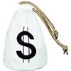Boland 54341 - Portafoglio Bianco con Segno Dollaro e Cordoncini Dorati, Dimensioni Circa 29 x 20 cm, Accessorio per Carnevale, Festa a Tema