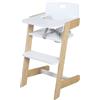 roba Seggiolone per Bambini Nature Up - Seggiolone in Legno di Bambù - Regolabile con Vassoio Rimovibile - Cintura a 3 Punti - Fino a 75 kg - Naturale/Bianco