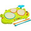B. toys Ribbit-Tat-Tat, batteria giocattolo a forma di rana | Batteria interattiva con 6 modalità musicali, 7 canzoni, gioco acchiappa la mosca e bacchette incluse, 2+ anni
