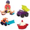 B. toys Loaders & Floaters, Veicoli da Spiaggia per Acqua e Sabbia | Set da 3 con camion ribaltabile, ruspa e barca; per spiaggia, sabbiera, vasca o piscina; facili da afferrare; 18+ mesi