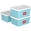 Cetomo 35L*3 Scatole di Stoccaggio in Plastica, Scatole Portaoggetti con Coperchio, Organizzatore con Manico, Contenitori per Casa e Ufficio, Impilabile, Resistente, Blu, 35L - Confezione da 3