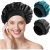 Romon Cuffia Seta Capelli Notte, Berretto da Notte in Seta per Capelli Ricci, Berrettos da Notte in Setas Morbido e Confortevole, Berretto da Nottes in Raso, Nero e Blu Pavone