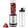WMF mini cucina, Smoothie-to-go, Mini Mixer con 2 Contenitori per Mix e bibite, 300 W, 23.000 giri/min, 0,6 L, Cromargan opaco/argento.