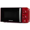 Orbegozo MI 2121, Microonde, 700 W, 6 livelli di funzionamento, capacità 20 litri, timer fino a 30 minuti, programma di scongelamento, segnale di fine cottura, colore rosso