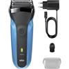 Braun Rasoio elettrico, Braun Series 3, blu e nero, 30 minuti di autonomia, 5 minuti di ricarica rapida