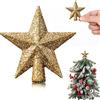 Hanaive Mini puntale per albero di Natale, San Valentino, piccola stella, per albero di San Valentino, ornamento decorativo per feste di Natale (6 cm, oro glitterato)