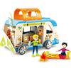 Hape Abenteuer-Van Wohnmobil mit Puppen und Zubehör, der Camper ist aufklappba