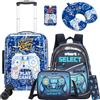 HTgroce Valigia Bambini, Trolley Bambino con Cuscino per il Collo, Valigia Per Bambini, Trolley Bambino da Viaggio, Valigia Ragazzo, Valigia Bimbo, Trolley Bagaglio a Mano Bagaglio per bambini